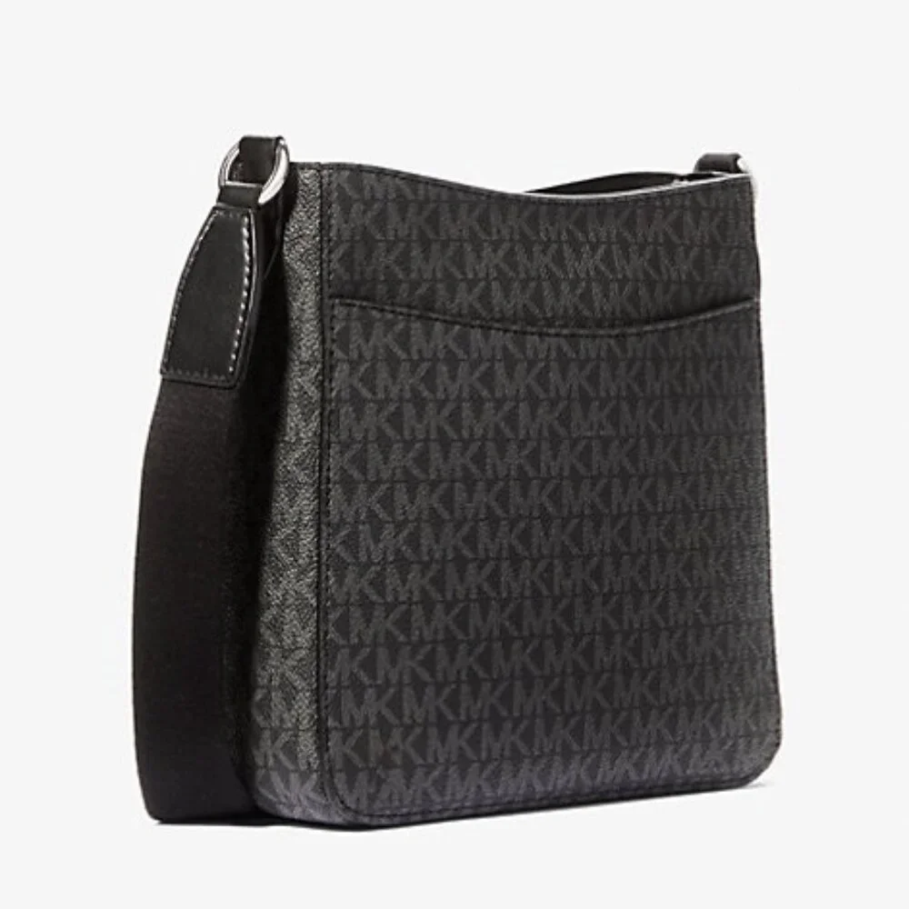 NWT Michael Kors Jet Set Travel Small Signature Logo Messenger Bag BLACK - Picture 3 of 7